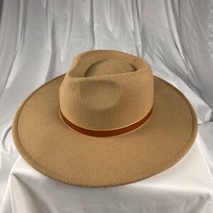 Elegant Tan Wide-Brim Hat
